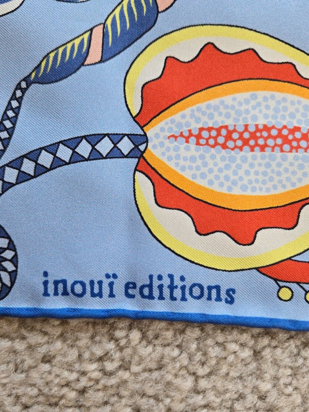 NWOT Inoui Editions Silk Scarf Neckerchief Whimsical Scene Hand Rolled Hems - Picture 5 of 7